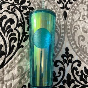 Starbucks teal jewel-lid cup with straw